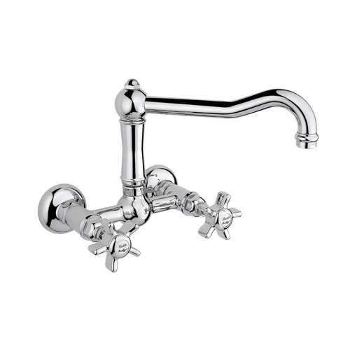 壁取り付け式ダブルハンドル混合水栓 - 950.1457 - Aqua Prestige - 金属製 / キッチン用 / 穴2つ