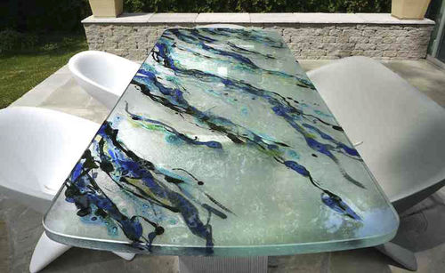 現代風ダイニングテーブル - ThinkGlass - ガラス製 / 長方形 / オーダーメイド
