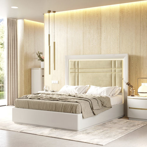 ダブルベッド - Kyara XLUX - Irmaos Pereira Pacheco, SA - 現代風 / 布張りヘッドボード付き / 埋込照明付き