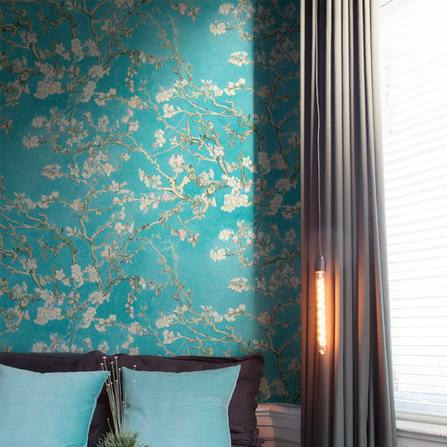 現代風壁紙 - TURQUIOSE BLOSSOMING ALMOND TREES R2788 - WALLS REPUBLIC - 布製 / 花柄 / シノワズリー