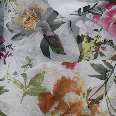 カーテン用生地 - STAMPATO MANET - Foresti Home Collection Group srl - 花柄 / ポリエステル製