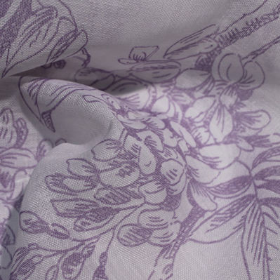 カーテン用生地 - LINO GLICINE DELAVE' - Foresti Home Collection Group srl - 花柄 / ポリエステル製 / リネン