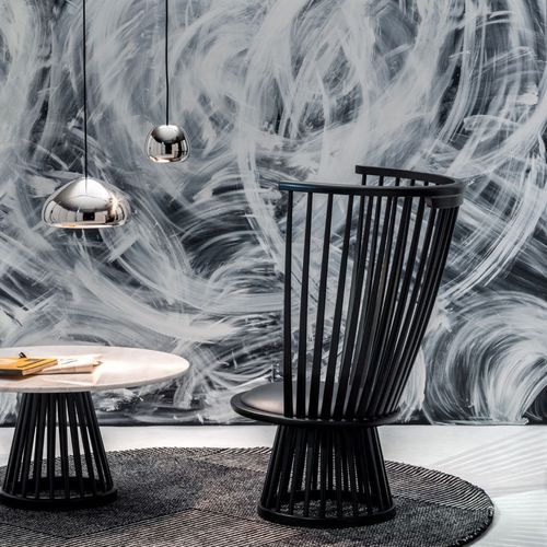 クラシックチェア - FAN : FAC01BL/FAC01NA - Tom Dixon - 屋内用 / トネリコ材 / 革製