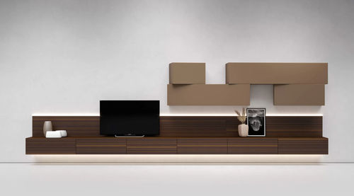 現代風テレビ用壁面ユニット - InclinART - Presotto - マットなラッカー塗装木材 / 光沢ラッカー塗装木材 / 石製