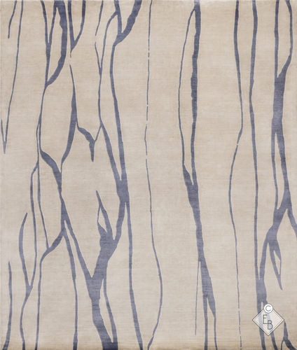 絹絨毯 - OLEA NAVY - Edition Bougainville - 現代風 / 柄付き / PET