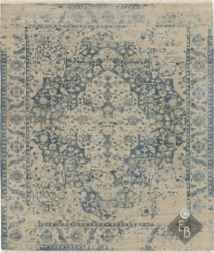 伝統的絨毯 - TEHRANI BLUE BEIGE - Edition Bougainville - オリエンタル模様 / ウール製 / 絹