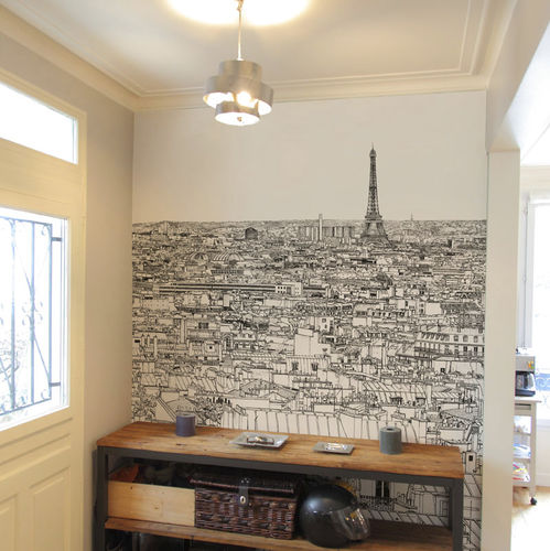現代風壁紙 - Papier peint Vue de Paris Grand Palais Tour Eiffel Medium - Ohmywall - パノラマ / 現代風 / 風景柄