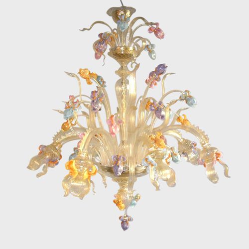 伝統的シャンデリア - VAN GOGH IRIS GOLD - Sogni di Cristallo - ムラノガラス製 / 電球6個 / 業務用