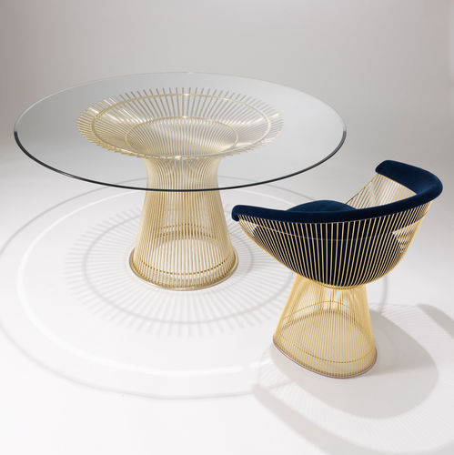 現代風ダイニングテーブル - Platner - Knoll international - ガラス製 / スチール脚 / 円形