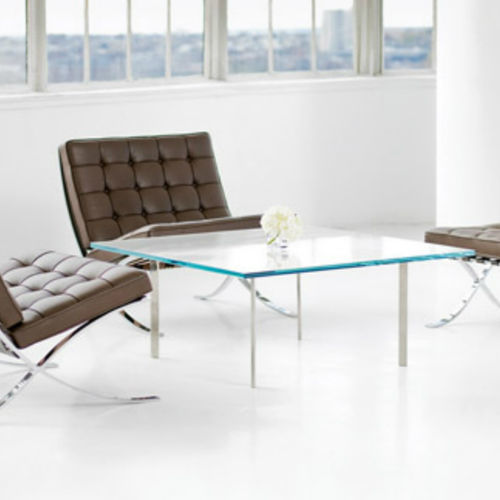 Bauhaus 作ローテーブル - Barcelona®  - Knoll international - ガラス製 / クロム鋼脚 / 正方形