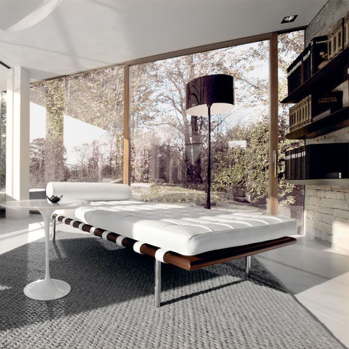 現代風カウチ - Barcelona® - Knoll international - 革製 / トネリコ材 / 研磨したステンレス鋼脚