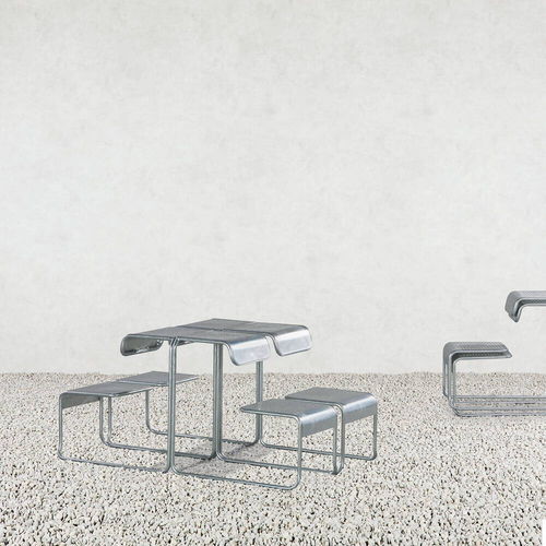 現代風テーブルチェアセット - BASILEA - Atelier Alinea - 庭用 / 溶融亜鉛メッキ鋼製 / 多孔金属シート