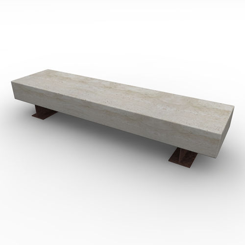 現代風公共ベンチ - BAUHAUS PANCA - Arredo di Pietra srl - スチール製 / トラバーチン製 / 背もたれなし