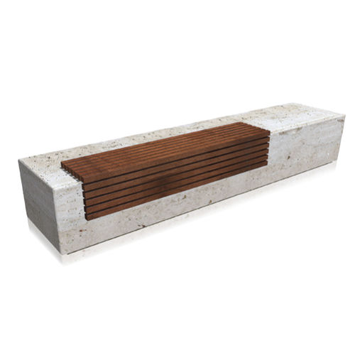 現代風公共ベンチ - pontile - Arredo di Pietra srl - 木製 / トラバーチン製 / 背もたれ付き