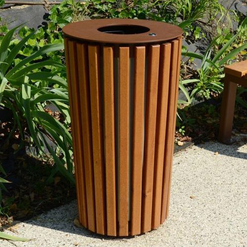 公共用ゴミ箱 - EXOTICA  - univers & cité | mobilier urbain - 壁取り付け式 / スチール製 / 木製