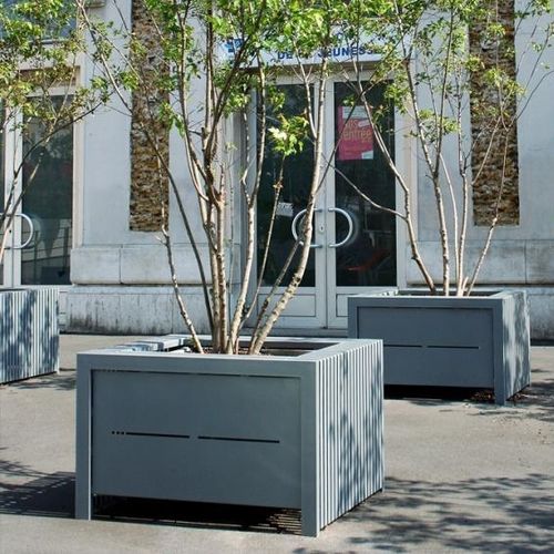 熱漆塗りスチールプランター - SYNERGIE - univers & cité | mobilier urbain - 長方形 / オーダーメイド / 高さ調節可能