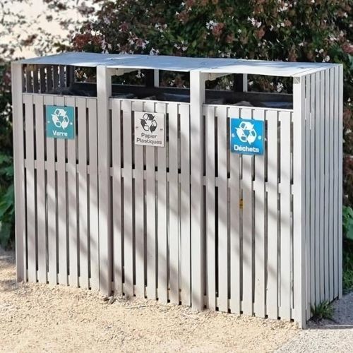 公共用ゴミ箱 - Synergie - univers & cité | mobilier urbain - リサイクル / 粉体塗装スチール製 / ふた付き