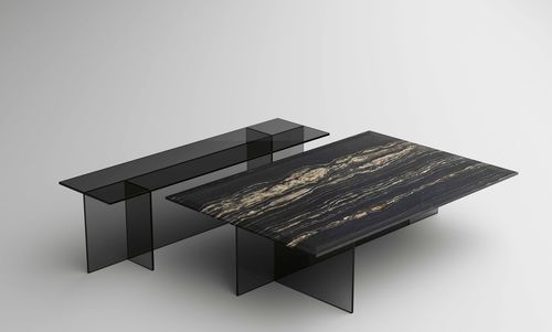 現代風ローテーブル - SESTANTE - TONELLI Design - 大理石 / ガラス製脚 / 長方形