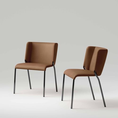 現代風チェア - She - TONELLI Design - 屋内用 / 革製 / 金属脚