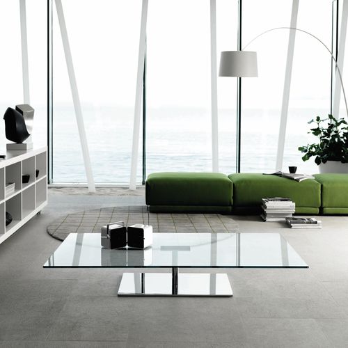 現代風ローテーブル - FARNIENTE - TONELLI Design - ガラス製 / クロムメッキ金属 / 長方形