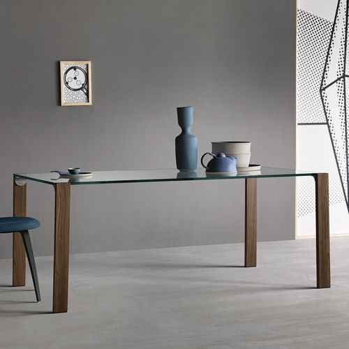 現代風ダイニングテーブル - LIVINGSTAND - TONELLI Design - 木製 / ガラス製 / 革製