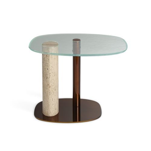 現代風サイドテーブル - SILO - ROCHE BOBOIS - ガラス製 / クロム化金属脚 / 家庭用
