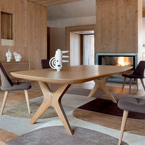 現代風ダイニングテーブル - WHISPER - ROCHE BOBOIS - 突板 / MDF / オーク材製脚