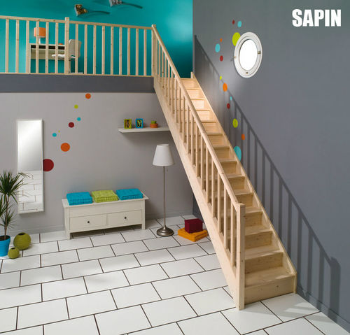 ストレート階段 - SAPIN - Saint Gobain GIMM menuiseries - 木製ステップ / 木枠 / 現代風