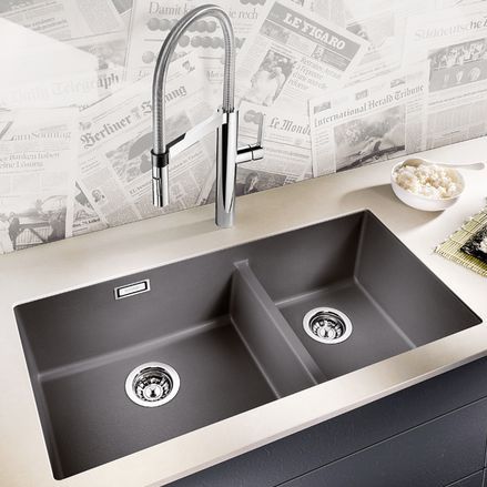 2槽流し台 - SUBLINE 480/320-U - BLANCO GmbH + Co KG - 水切りなし / 複合素材 / アンダーマウント型