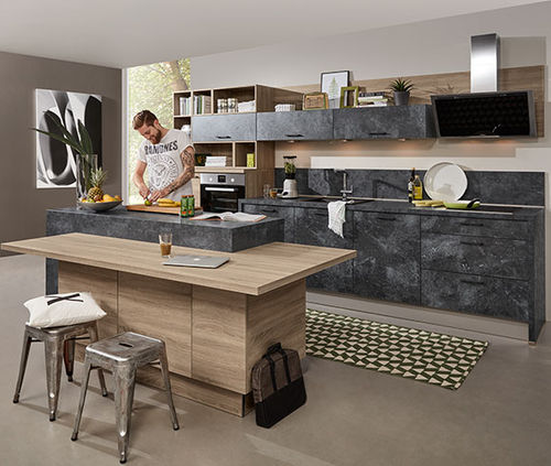 現代風キッチン - BETON - Express Küchen GmbH & Co. KG - 木製 / コンクリート製 / アイランド