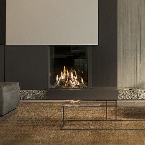 天然ガス暖炉 - KALFIRE GP65/75C - Kalfire Fireplaces - ハイブリッド型 / 一体型 / 単一面