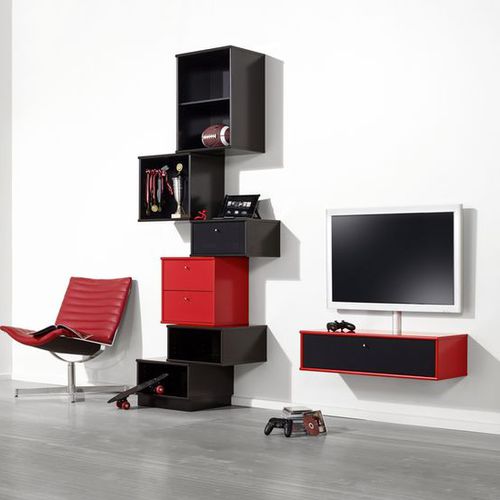 現代風テレビ用壁面ユニット - MISTRAL AV - Hammel Furniture A/S - 漆木材 / モジュール式