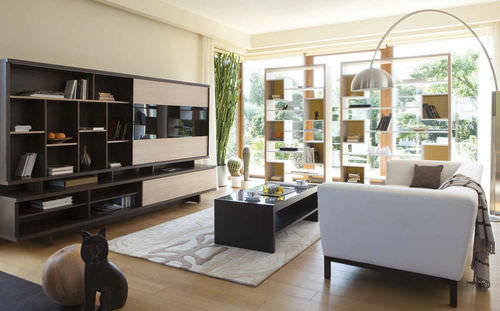 現代風リビング用壁面ユニット - INNAMO  - SBA Baldu Kompanija SBA Furniture Company - 漆木材