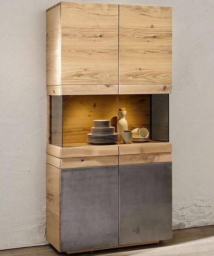 現代風展示ケース - V-Organo - Voglauer Möbelwerk Gschwandtner & Zwilling GmbH & Co. KG - オーク材 / 鉄製 / 埋込照明付き