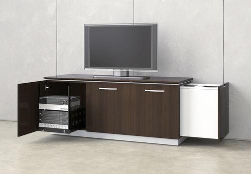 現代風マルチメディア用家具 - PERFORMANCE CREDENZA - Nucraft - モジュール式 / 会議室用 / 漆木材