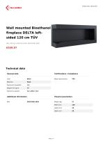 Wall mounted Bioethanol fireplace DELTA leftsided 120 cm TÜV - 1