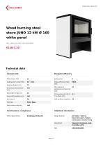 Wood burning steel stove JUNO 12 kW Ø 160 white panel - 1