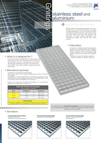 Stainless steel and aluminium gratings