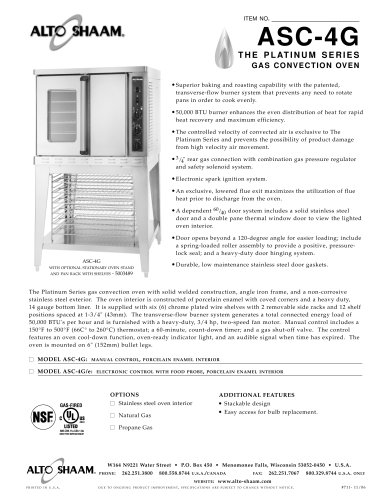 Commercial gas convection oven