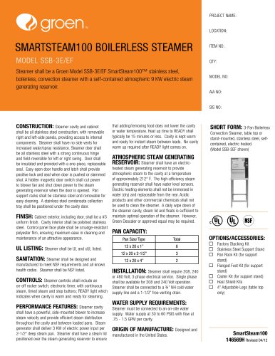 SmartSteam100 - Model SSB-3E/EF