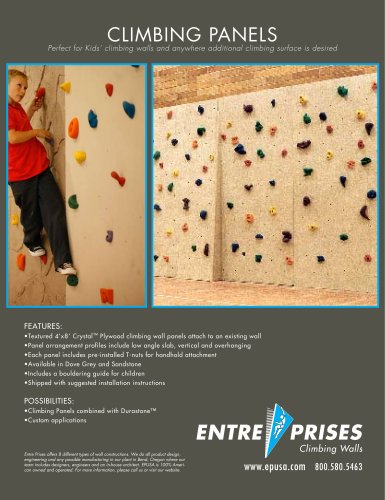 Kids' Climbing Panels Product Sheet