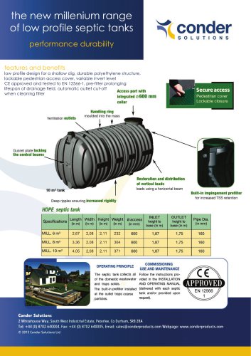 Millenium Range Septic Tanks 6m³ to 10m³