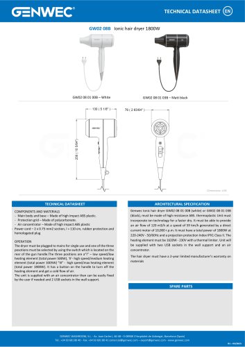 GW02 08B Ionic hair dryer 1800W