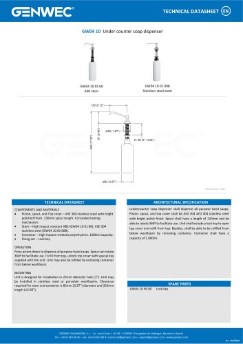 GW04 10 Under counter soap dispenser
