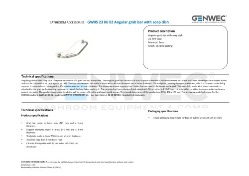 GW05 23 06 02 Angular grab bar with soap dish