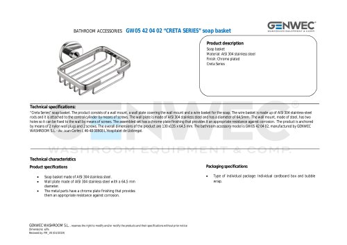 GW05 42 04 02 &ldquo;CRETA SERIES&rdquo; soap basket