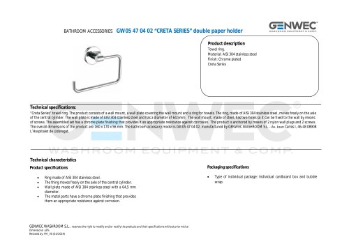 GW05 47 04 02 &ldquo;CRETA SERIES&rdquo; double paper holder