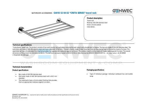 GW05 52 04 02 &ldquo;CRETA SERIES&rdquo; towel rack