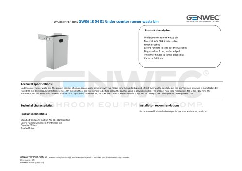 GW06 18 04 01 Under counter runner waste bin