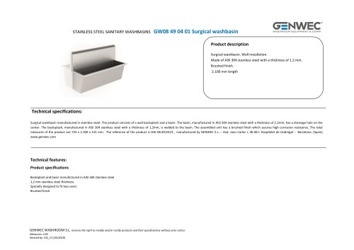 GW08 49 04 01 Surgical washbasin